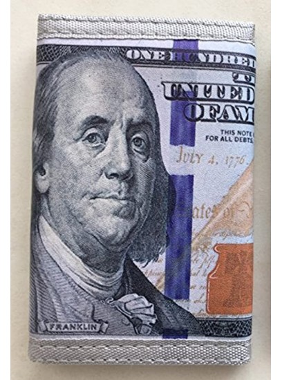 100 Dollar Bill Wallet with Card Slot and ID Window Trifold Wallets Decorated as One Hundred Dollars Money Bill Unique Souvenir Items Great Gifts for Teen Girls Boys Friends