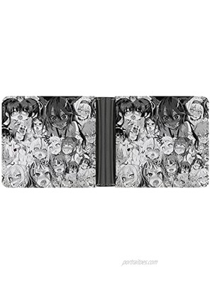 Ahegao LEWD Hentai Anime Mens Wallet Portable PU Leather Bifold Wallets Credit Card Holder 4.6 Inch Slim Design Purse for Boys Girls