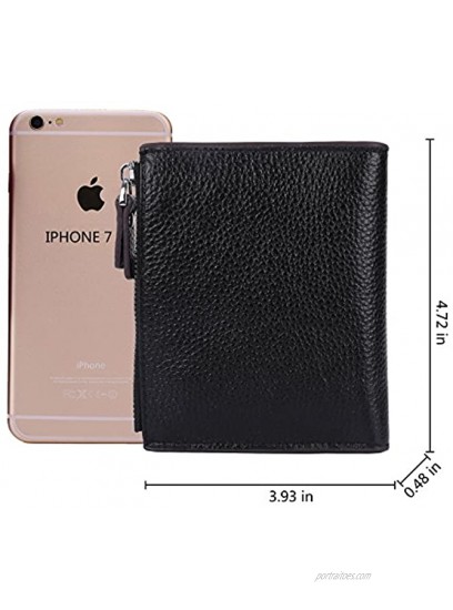 AINIMOER Women's RFID Blocking Leather Small Compact Bi-fold Zipper Pocket Wallet Card Case Purse with id Window