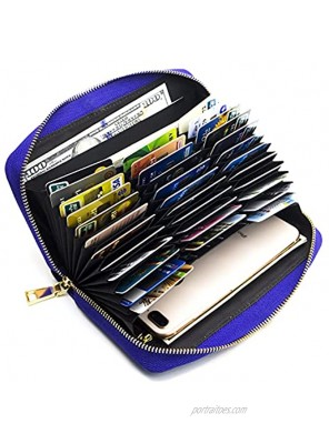 ANDOILT Genuine Leather Wallet for Women Men RFID Blocking Credit Card Holder Zipper Purse Cell Phone Handbag