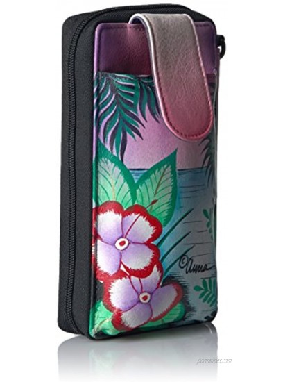 Anna by Anuschka Hand Painted Leather Smartphone Case & Wallet | Tropical Flamingo,One Size