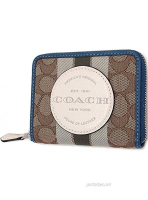 COACH Signature Striped Small Zip Around Wallet with COACH Patch #2637