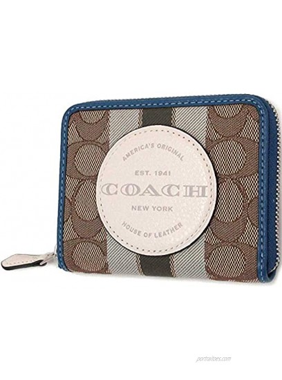 COACH Signature Striped Small Zip Around Wallet with COACH Patch #2637