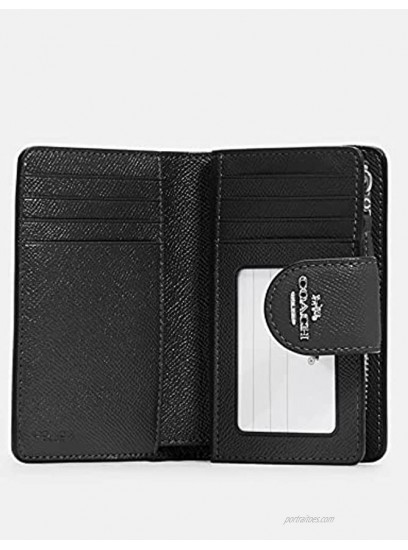 Coach Women's Medium Corner Zip Wallet in Crossgrain Leather Black