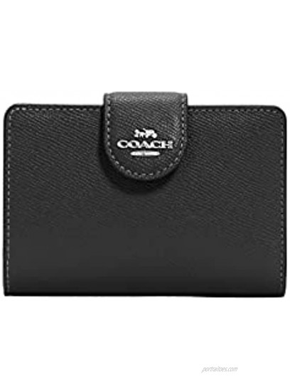 Coach Women's Medium Corner Zip Wallet in Crossgrain Leather Black