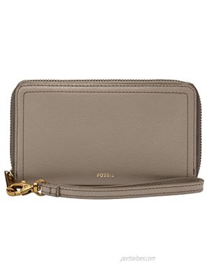 Fossil Women's Logan Leather RFID-Blocking Mid Size Zip Wallet with Wristlet Strap