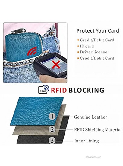 GADIEMKENSD Card Holder Wallet RFID Blocking Genuine Leather Purse With Zipper