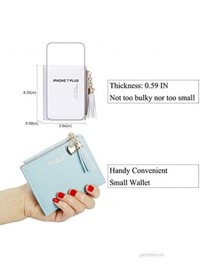 GEEAD Small Wallets for Women Solid Bifold Slim Credit Card Holder Zipper Coin Purse
