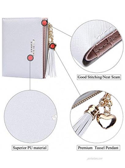 GEEAD Small Wallets for Women Solid Bifold Slim Credit Card Holder Zipper Coin Purse
