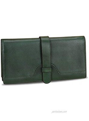 Genuine Leather Purse Wallet for Women RFID-Blocking Retro Handmade Clutch Wallets Money Clip Card Organizer