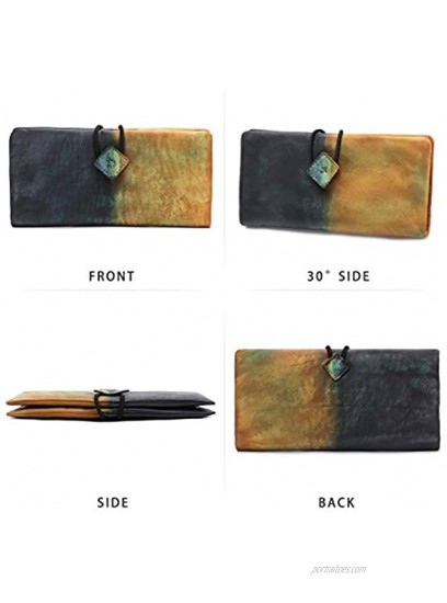 Genuine Leather Wallet for Women long Purse Slim Clutch vintage cowhide handmade Cash Card Holder Organizer Brown