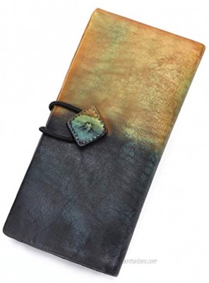 Genuine Leather Wallet for Women long Purse Slim Clutch vintage cowhide handmade Cash Card Holder Organizer Brown
