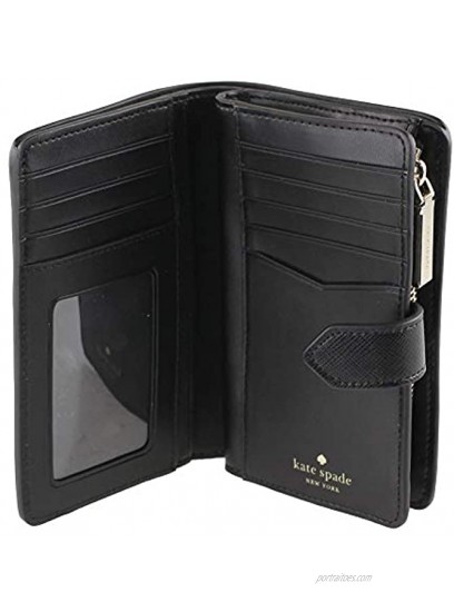 Kate Spade New York Staci Medium Compact Bifold Wallet Saffiano Black