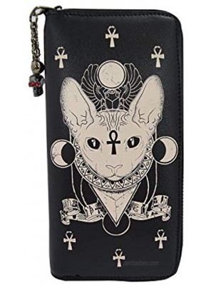 Lost Queen Gothic Bastet Sphynx Cat Occult Goth Zip Around Wallet