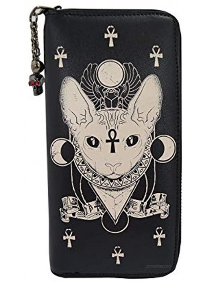 Lost Queen Gothic Bastet Sphynx Cat Occult Goth Zip Around Wallet