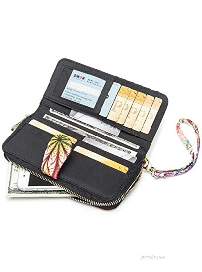 LOVESHE Women's Wallet RFID Blocking Bohemian style Credit Card Zip Around Phone Clutch Large Travel Purse Wristlet Clutch Wallet Zipper Wallet For Women