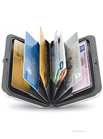 Ögon Designs Quilted Button Aluminium Wallet Women RFID Blocking Card Holder Up to 10 Cards and Banknotes Black