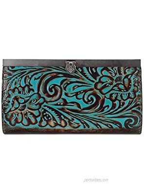 Patricia Nash Cauchy Metallic Embossed Leather Wallet Turquoise