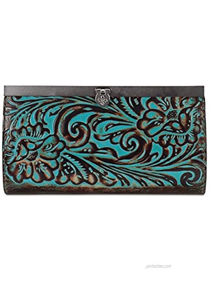 Patricia Nash Cauchy Metallic Embossed Leather Wallet Turquoise