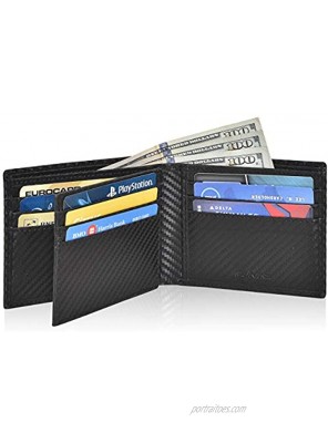 RFID Leather Bifold Wallets for Men-Slim Front Pocket Wallet 9 Credit Card 1 ID