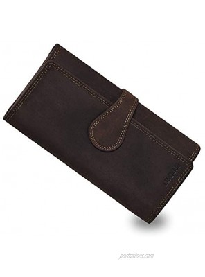 RFID Leather Clutch Wallet for Women-Credit Card Slots Coin Purse with ID Window Handmade by LEVOGUE