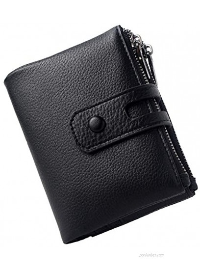 Small Leather Wallet for Women RFID Blocking Credit Card Holder Ladies Purse Double Zipper Pocket
