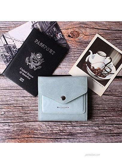Small Wallet for Women Genuine Leather RFID Blocking Card Holder Organizer Pocket Compact Bifold Ladies Mini Purse