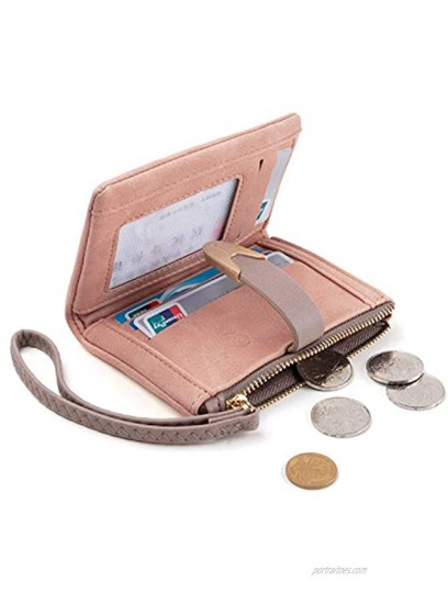 TOPKULL Wallets for Women Rfid Small Compact Bifold short Wallet,Ladies Wristlet Zipper Coin Purse