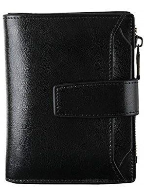 Women's Small Leather RFID Blocking Compact Bifold Zipper Pocket Wallet Card Case Purse with id Window