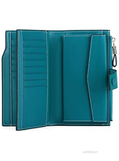 Women's Wallet RFID Blocking Large Capacity Genuine Leather Clutch Multi Card Organizer