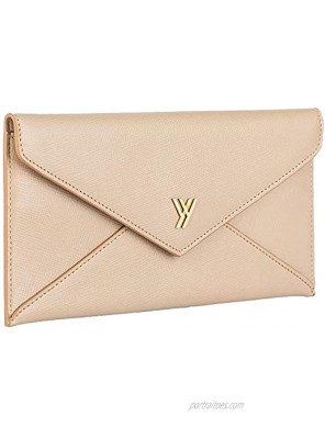YBONNE Women's Long Wallet RFID Blocking Envelope Purse Made of Genuine Leather Beige