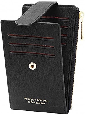 ZRTARY Slim Card Holder Wallets for Women RFID Bifold Card Case Money Organizer with Zipper Pocket