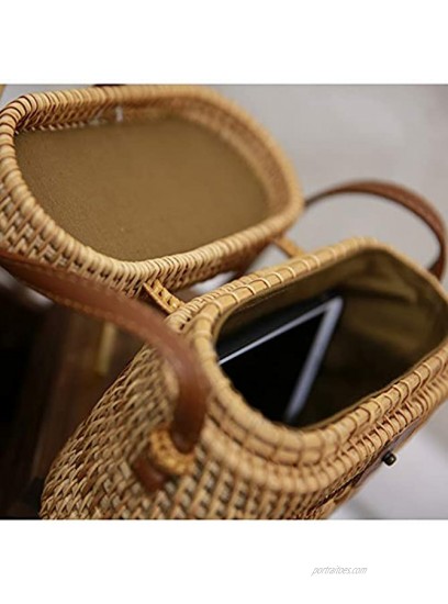 AMYPZN Handwoven Rattan Bag Handmade Bali Ata Straw Shoulder Bag Beach Summer Bag Beige Medium