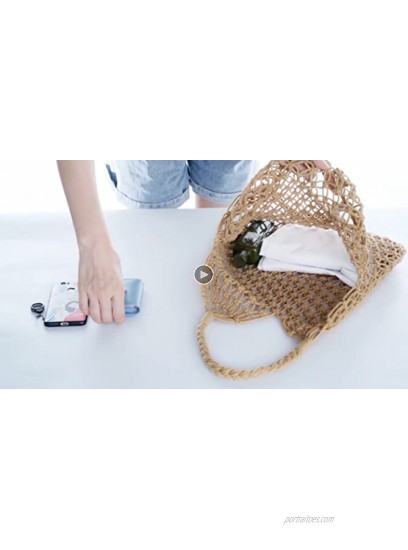 Ayliss Handmade Straw Bag Travel Beach Fishing Net Handbag Shopping Woven Shoulder Bag for Women