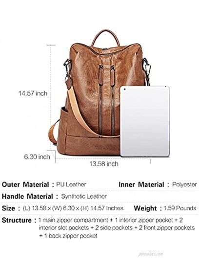 CLUCI Women Backpack Purse Leather Fashion Travel Casual Detachable Ladies Covertible Shoulder Bag