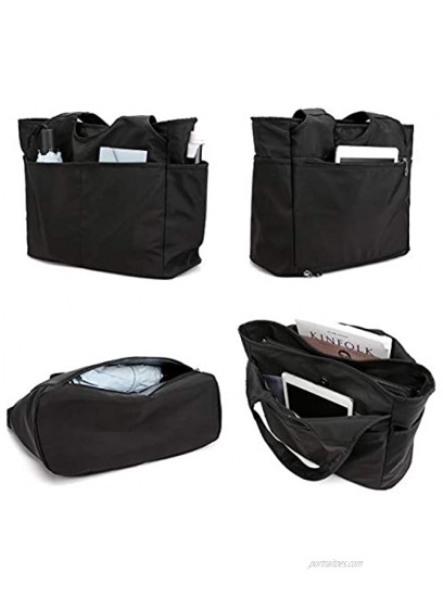Collsants Nylon Tote Bag Waterproof Shoulder Bag for Women Lightweight Travel Handbag Multi Pocket with Zipper