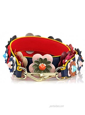 Cowhide Leather Flower Replacement Interchangeable Shoulder Strap with Swivel Hook for Handbags Purse Bags
