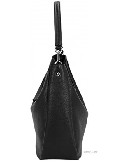 DAVIDJONES Women's Faux Leather Hobo Bags Tote Handbags Medium Size Crossbody Shoulder Bag Top-Handle Satchel