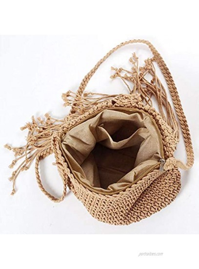 DIGOGO Womens Cotton Crochet Fringe Crossbody Shoulder Bag Bohemian Summer Beach Purse Handwoven Straw Bag