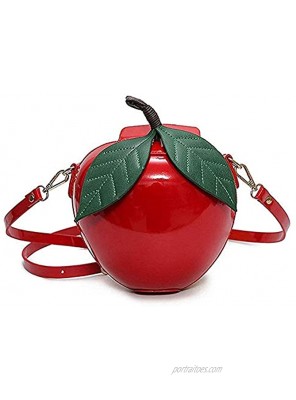 Fashion Apple Shape PU Leather Handbag Cartoon Shoulder Bags Purse Red Green