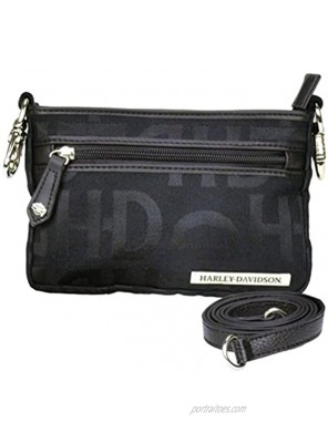 Harley-Davidson Women's Hip Bag HD Jacquard Black Cotton Purse HD3492J-Black