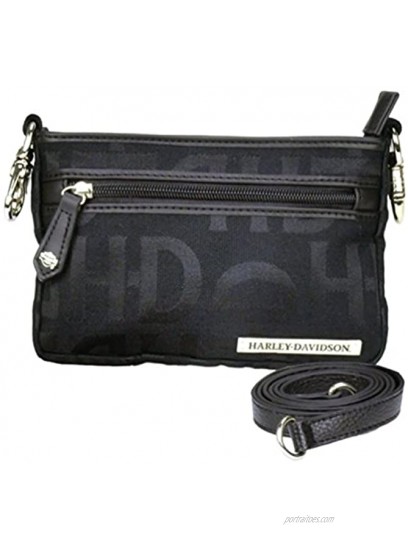 Harley-Davidson Women's Hip Bag HD Jacquard Black Cotton Purse HD3492J-Black