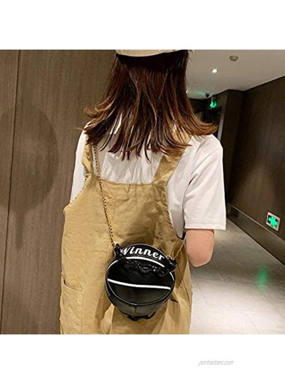 Kuang Women's Basketball Shaped Mini Chain Purse Shoulder Messenger Handbags Handle Tote Cross Body bags For Girls