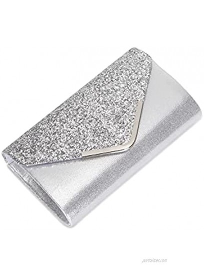 Lam Gallery Sparkling Silver Wristlet Purse for Women Glitter Bride Clutch Bag for Wedding