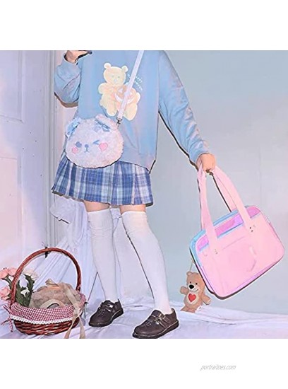 Lanpet Women’s Shoulder Bag Heart Shape Japanese School Bags Kawaii Purse JK Large Anime Purse for Lolita Comic Handbag