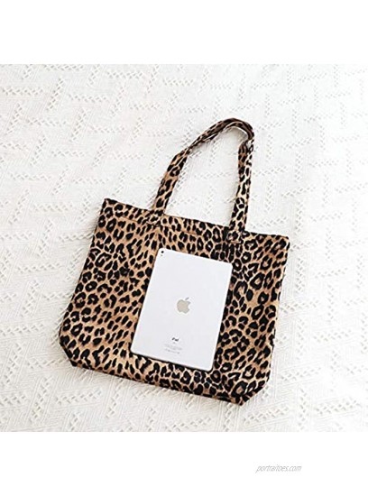 Leopard Tote Bag Women's Vintage Suedette Material Shoulder Bag Large Casual Slouchy Travel Bag