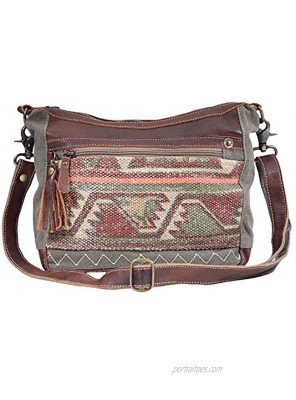 Myra Bag Luguni Upcycled Canvas & Leather Shoulder Bag S-1610