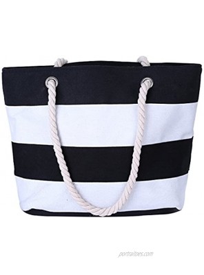 Nevenka Canvas Tote Beach Bag With Zipper Top Handle Handbag Shoulder Bags Shopping Bag
