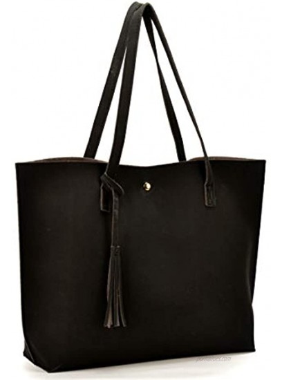 Nodykka Women Tote Bags Top Handle Satchel Handbags PU Faux Leather Tassel Shoulder Purse