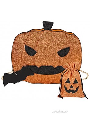 Pumpkin Crossbody Bags Novelty Devil Shoulder Chain Purse with Drawstring Bag for Women